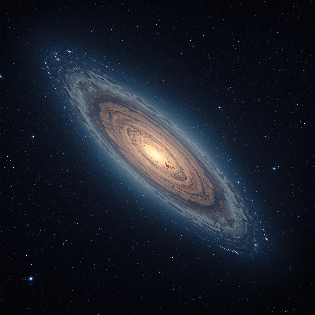 Futuristic observatory telescope looking at deep space nebula